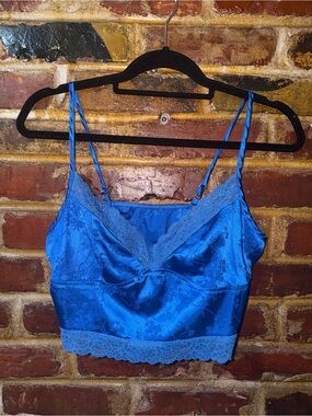 SHEIN Royal Blue crop tank with lace, Size 6